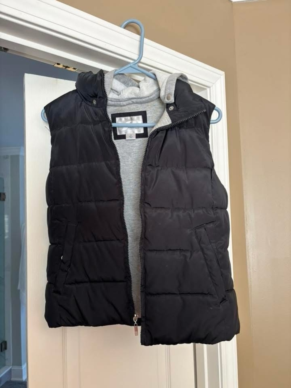 Black Quilted Puffer Vest with Hood
